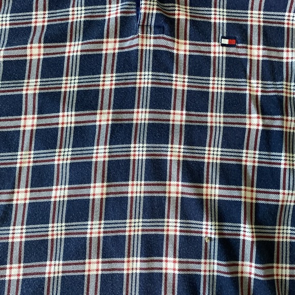 Vtg Tommy Hilfiger Polo‎ Shirt Mens M Plaid Blue White Red Golf Patriotic - Picture 6 of 6